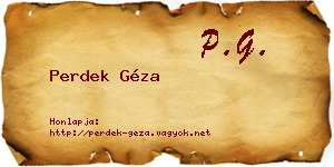 Perdek Géza névjegykártya